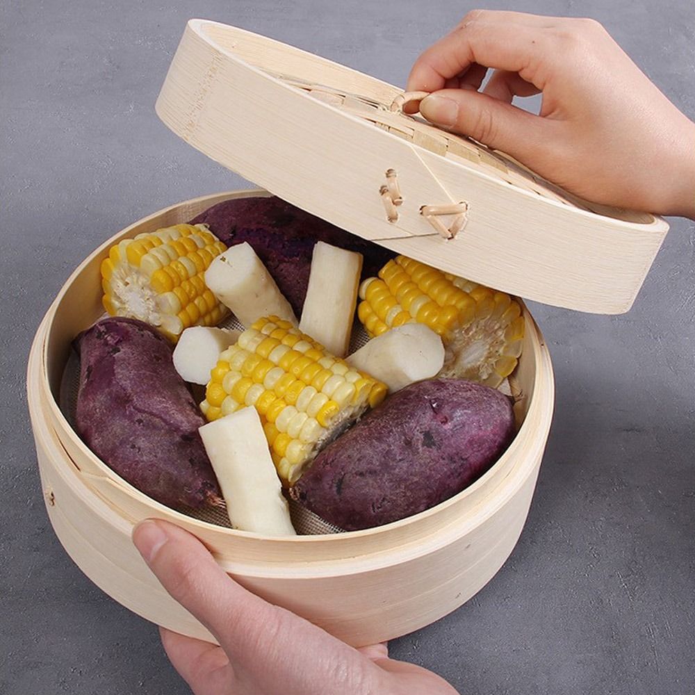 Bao Steamer Bamboo - Cuit-vapeur chinois en bambou avec couvercle